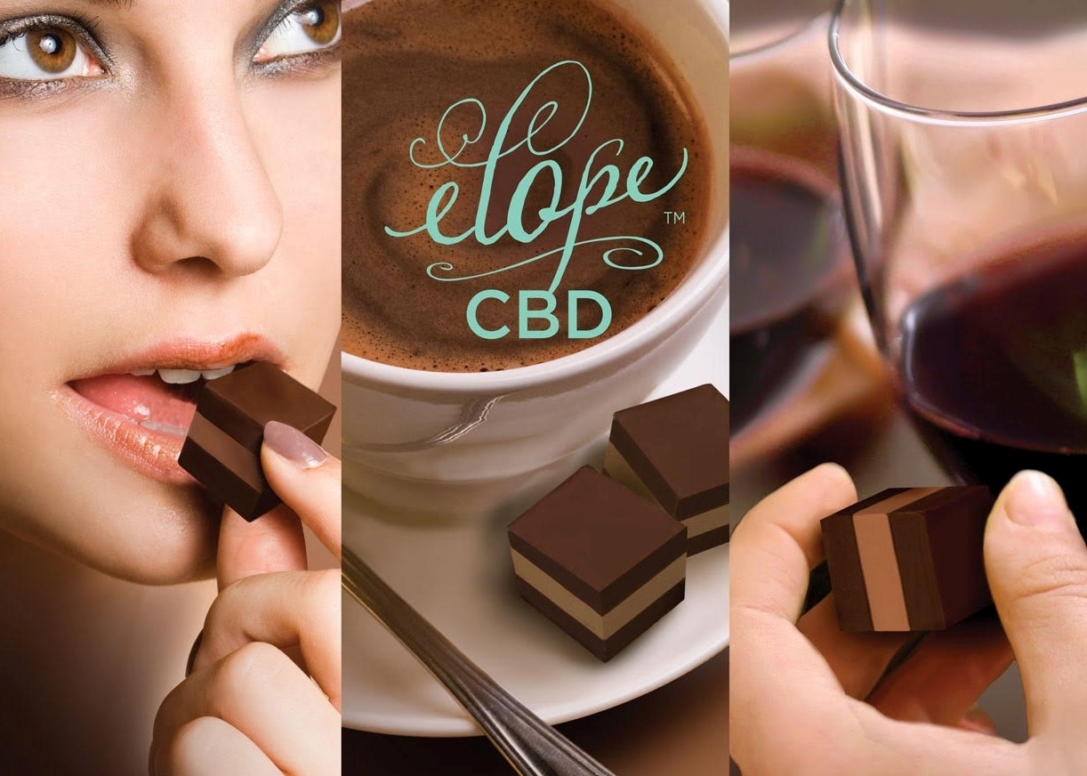 Elope CBD meltaways enjoyed with coffee and wine